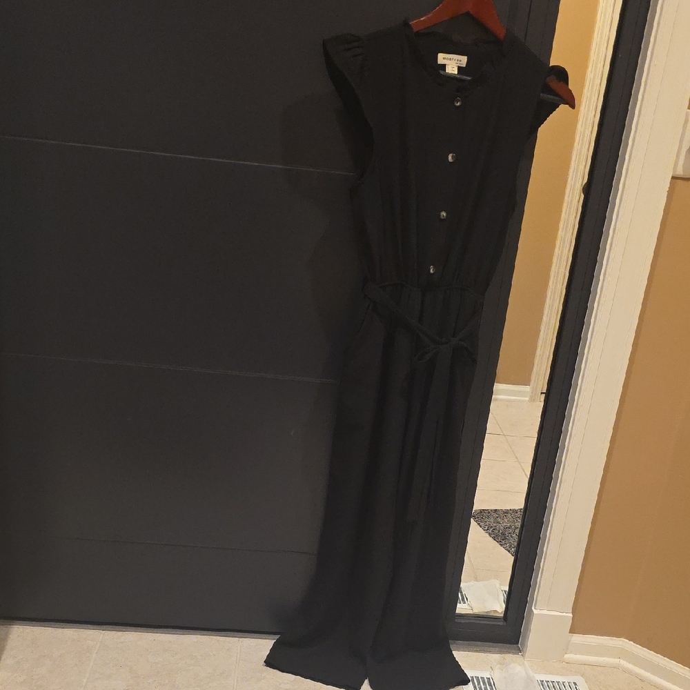 Monteau Black Jumpsuit with Button Detail